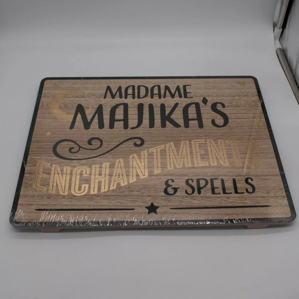 Madame Majika Enchantments‎ Spells Tray Wood Shelf Decor Witchy Halloween Decor